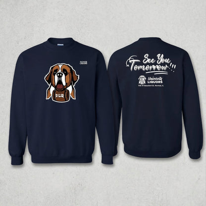 Navy blue University Liquors sweatshirt