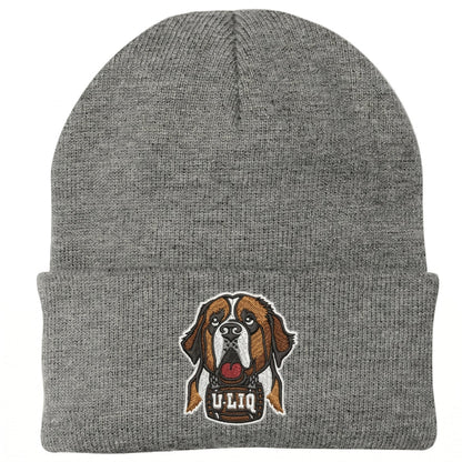 Gray beanie with a University Liquors logo