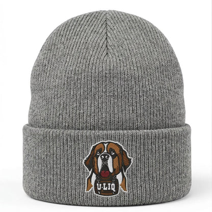 Gray beanie with a University Liquors logo